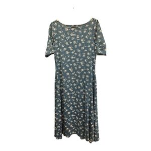 Ralph Lauren Teal Blue Floral Dress, Size L